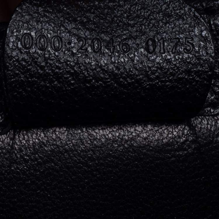 Pre Owned Gucci Black Leather Bamboo Turn Lock Top Handle Bag