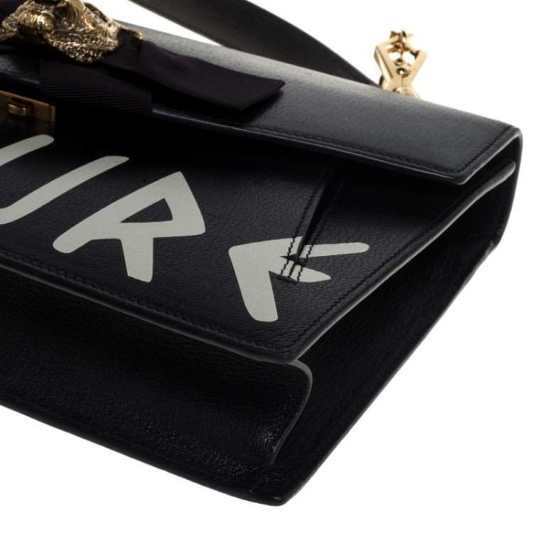 Pre Owned Gucci Black Leather Future Bow Top Handle Bag