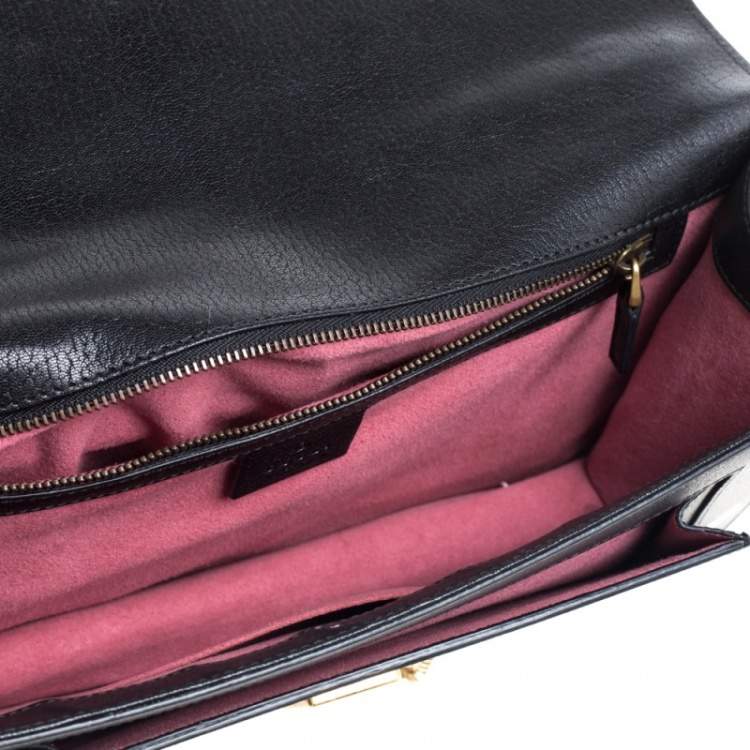 Pre Owned Gucci Black Leather Future Bow Top Handle Bag