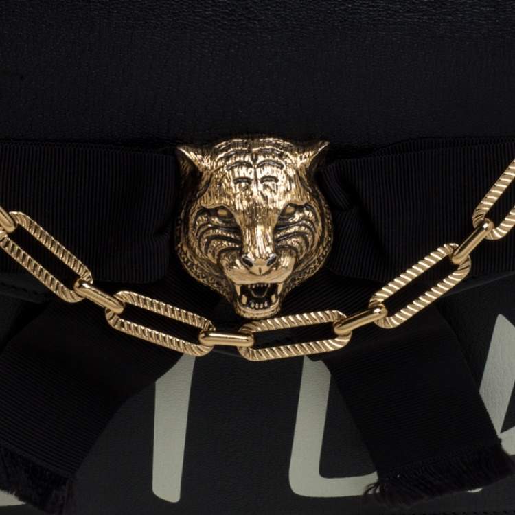 Pre Owned Gucci Black Leather Future Bow Top Handle Bag