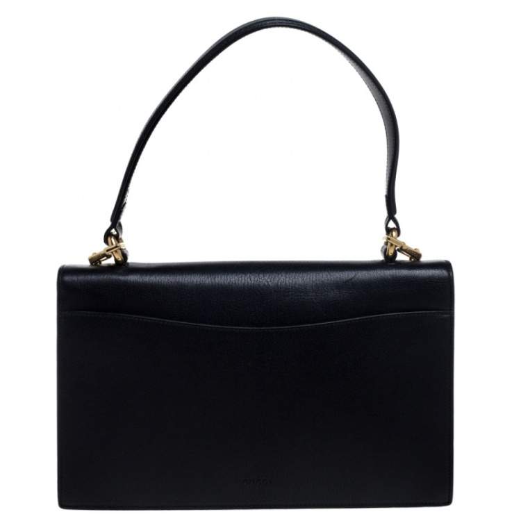 Pre Owned Gucci Black Leather Future Bow Top Handle Bag
