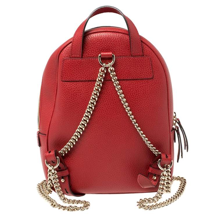 مملوكة مسبقًا Gucci Red Leather Soho Chain Backpack