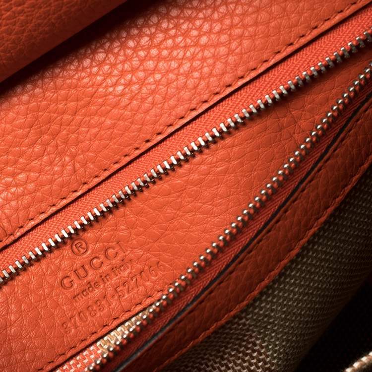 Pre Owned Gucci Orange Leather Medium Bamboo Daily Top Handle Bag