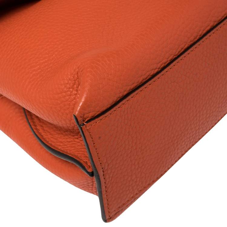 Pre Owned Gucci Orange Leather Medium Bamboo Daily Top Handle Bag
