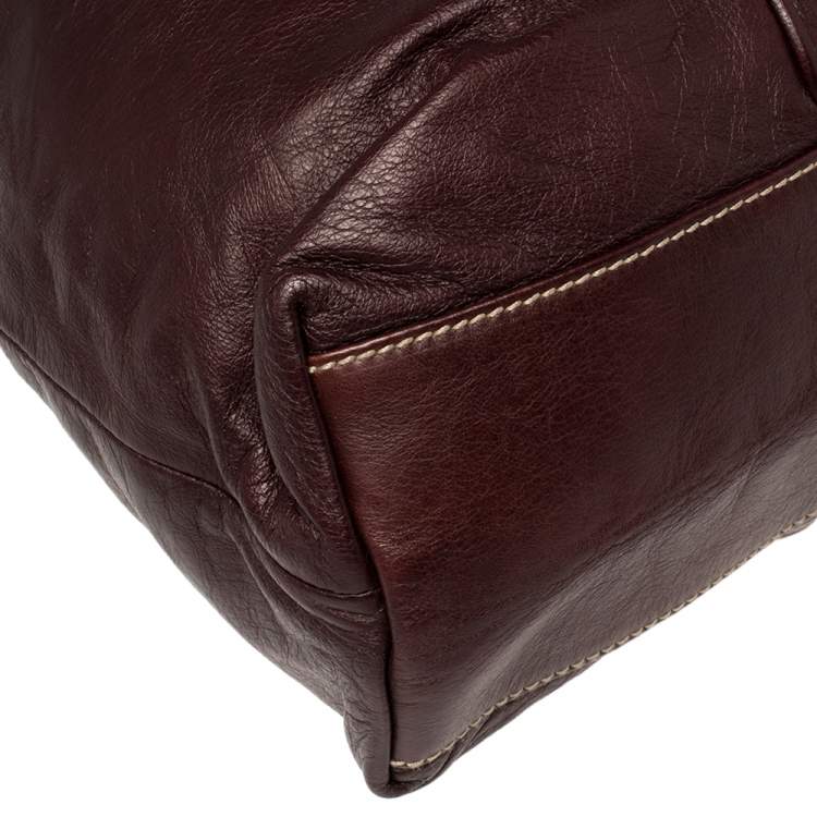 Pre Owned Gucci Dark Burgundy Leather Braided Strap Shoulder Bag
