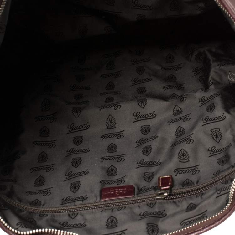 Pre Owned Gucci Dark Burgundy Leather Braided Strap Shoulder Bag