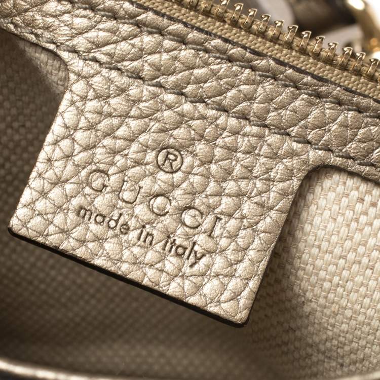 Pre Owned Gucci Light Gold Grain Leather Medium Soho Chain Tote