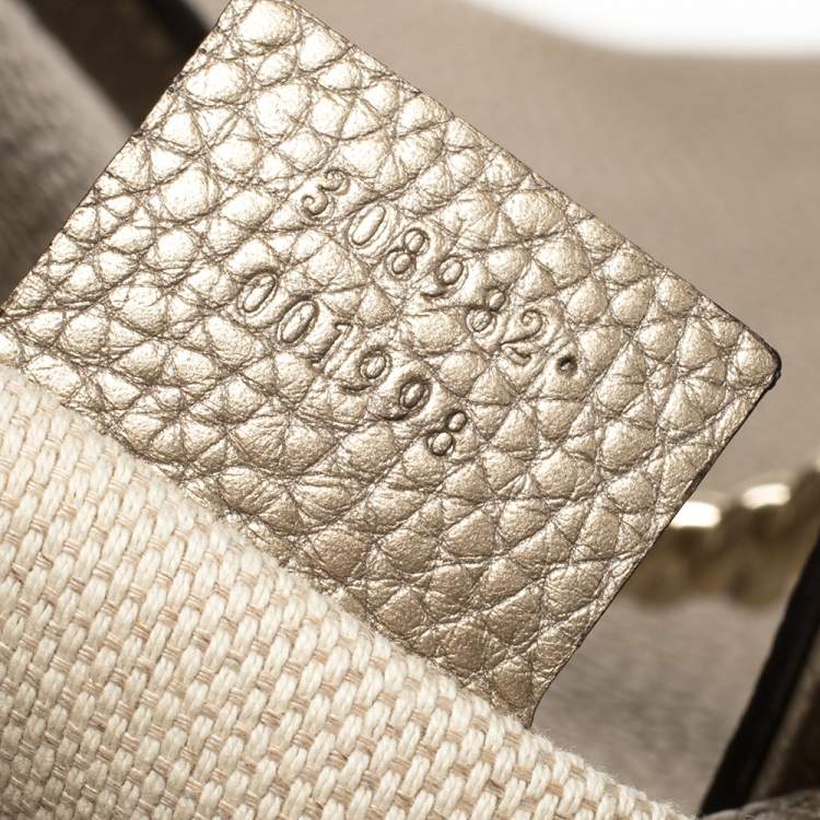 Pre Owned Gucci Light Gold Grain Leather Medium Soho Chain Tote