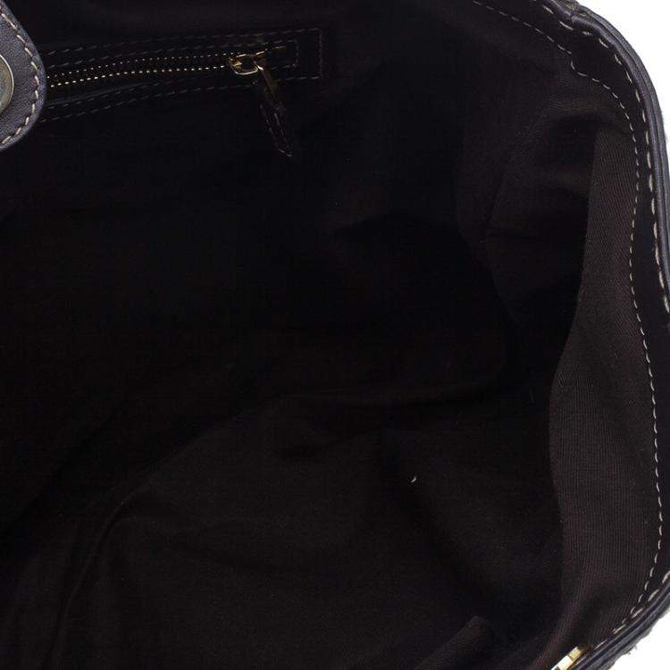 Pre Owned Gucci Brown Coated Canvas Monogram Crytal Mix Tote 