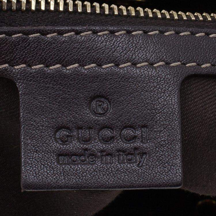 Pre Owned Gucci Brown Coated Canvas Monogram Crytal Mix Tote 