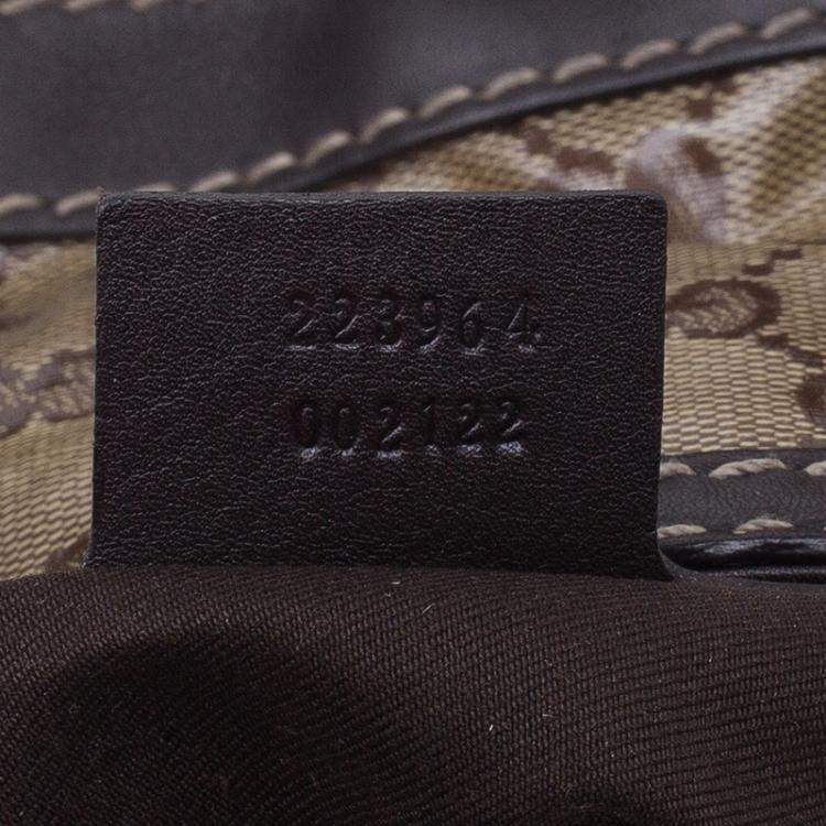 Pre Owned Gucci Brown Coated Canvas Monogram Crytal Mix Tote 