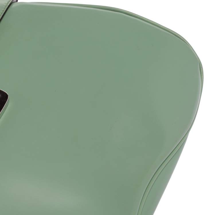 Pre Owned Gucci Mint Green Patent Leather Lady Lock Bamboo Top Handle Bag