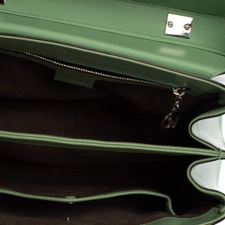 Pre Owned Gucci Mint Green Patent Leather Lady Lock Bamboo Top Handle Bag