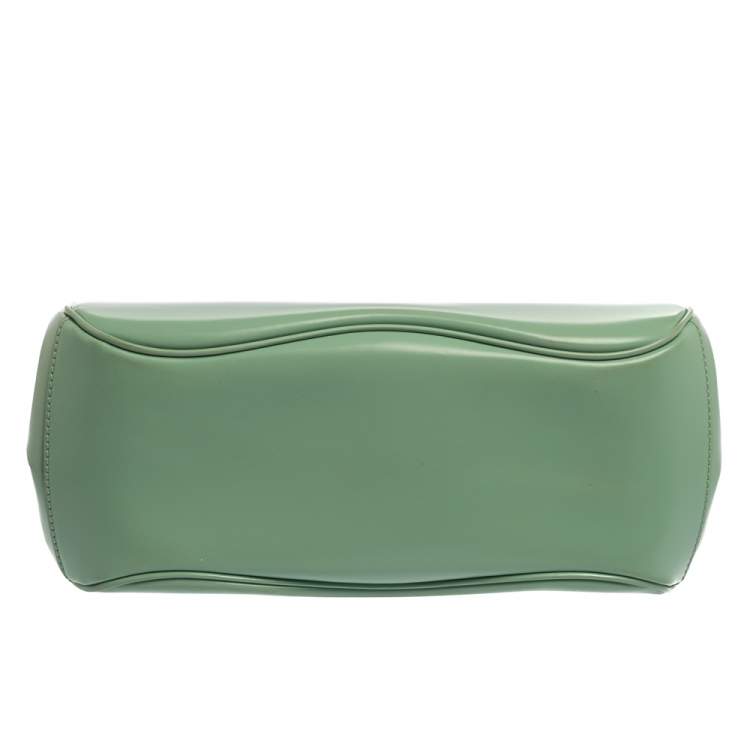Pre Owned Gucci Mint Green Patent Leather Lady Lock Bamboo Top Handle Bag