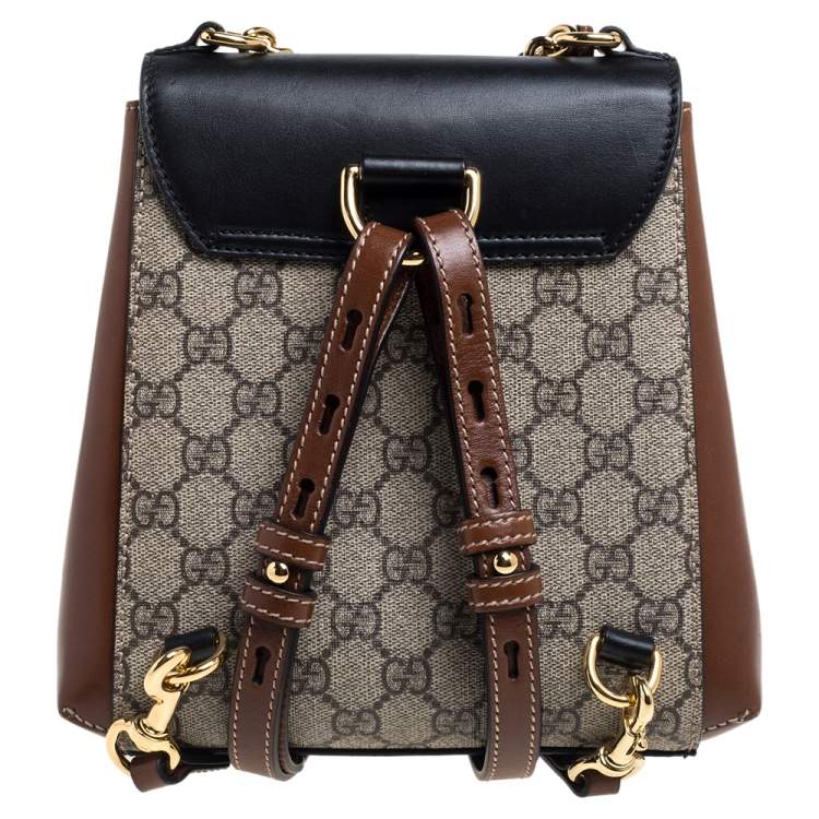 Pre Owned Gucci Multicolor GG Supreme Canvas and Leather Padlock Backpack
