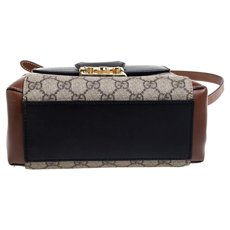 Pre Owned Gucci Multicolor GG Supreme Canvas and Leather Padlock Backpack