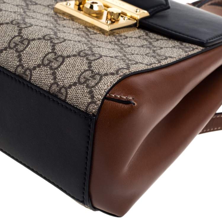 Pre Owned Gucci Multicolor GG Supreme Canvas and Leather Padlock Backpack