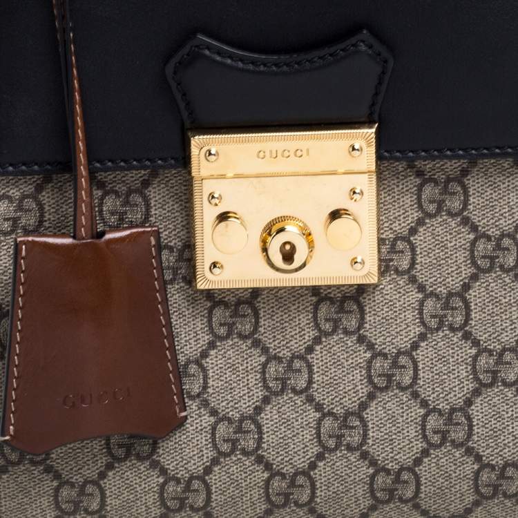 Pre Owned Gucci Multicolor GG Supreme Canvas and Leather Padlock Backpack