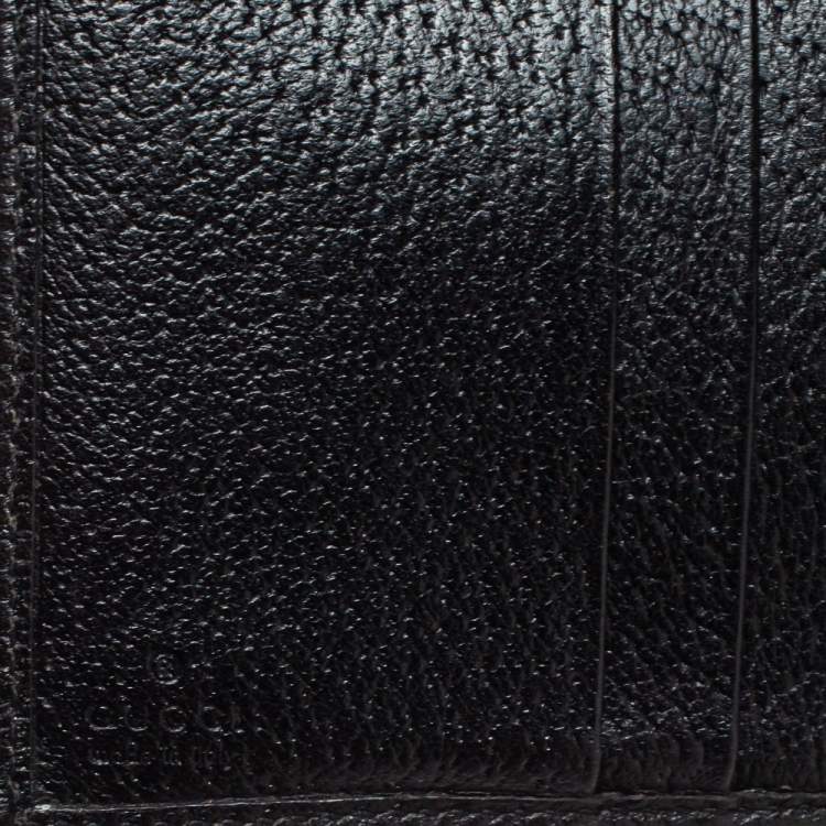 Pre Owned Gucci Black GG Canvas and Leather D Ring Compact Wallet