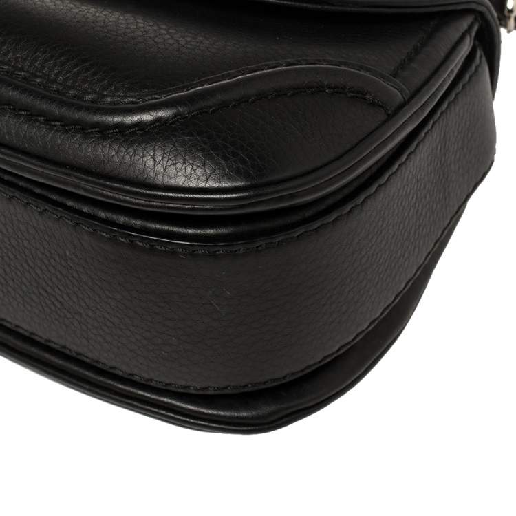 Pre Owned Gucci Black Leather Small New Bamboo Top Handle Bag