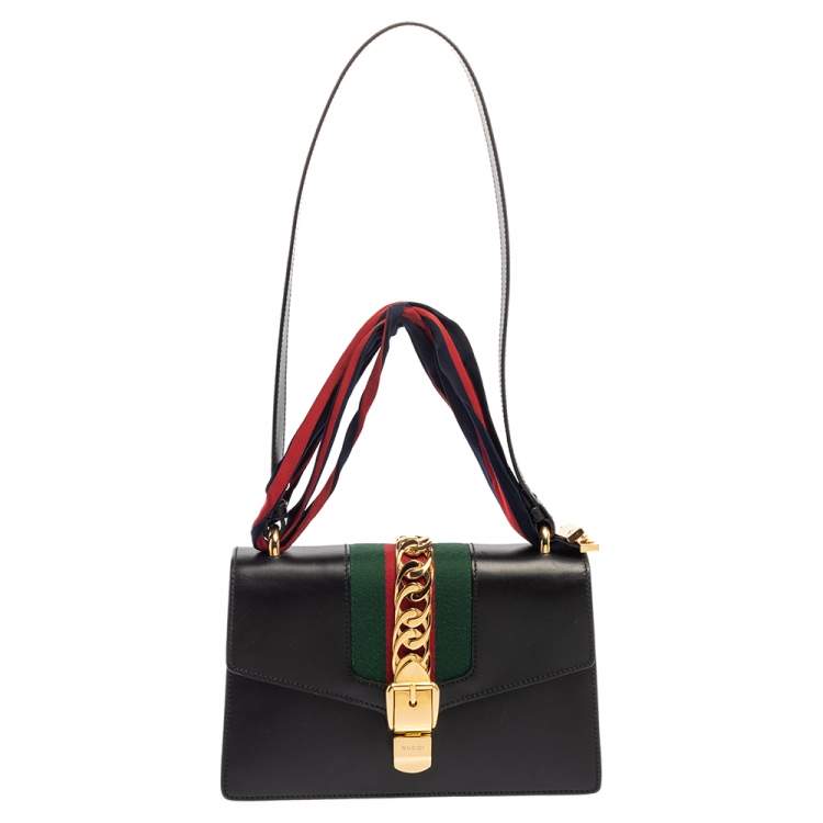 Gucci Black Leather Small Web Chain Sylvie Shoulder Bag Gucci | TLC