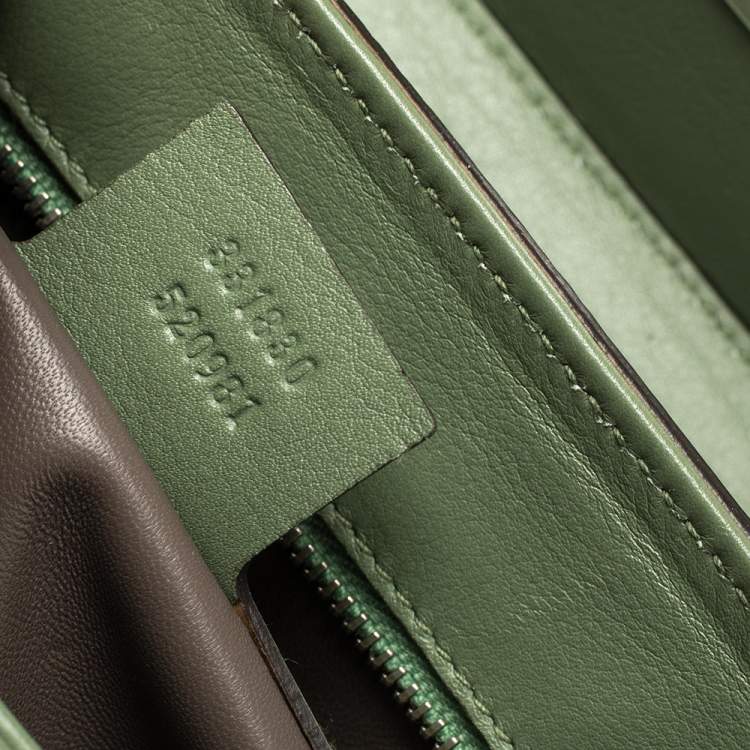 Pre Owned Gucci Green Python Lady Lock Bamboo Top Handle Bag