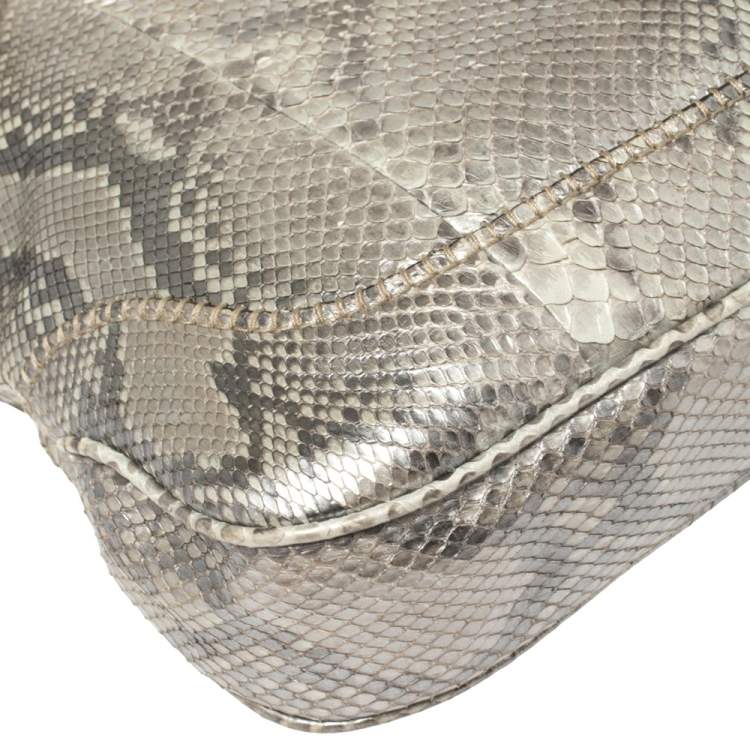 Pre Owned Gucci Silver Python Medium Jackie Hobo