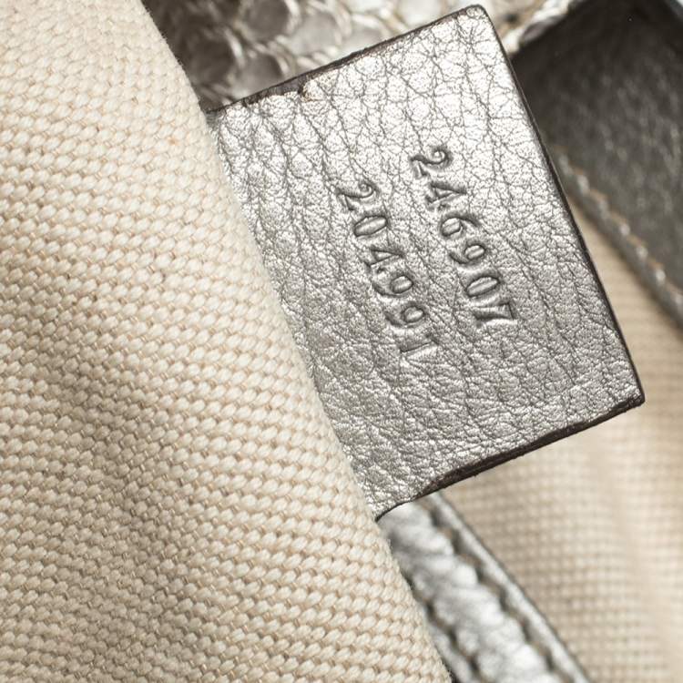 Pre Owned Gucci Silver Python Medium Jackie Hobo