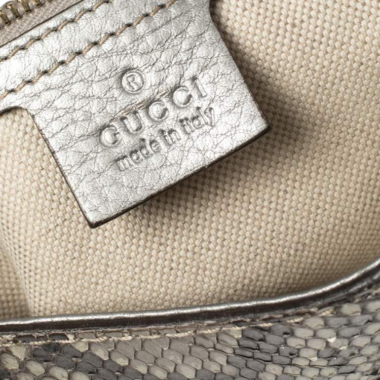 Pre Owned Gucci Silver Python Medium Jackie Hobo