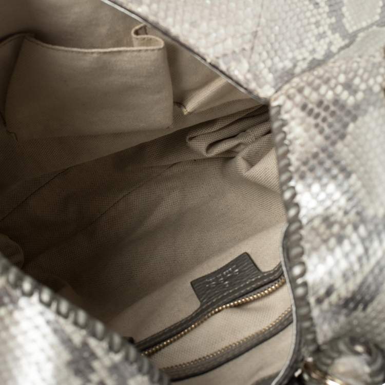 Pre Owned Gucci Silver Python Medium Jackie Hobo