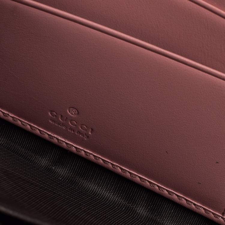 Pre Owned Gucci Pink Guccissima Leather GG Icon Zip Around Wallet   
