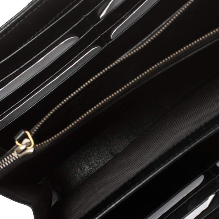 Pre Owned Gucci Black Matelasse Leather GG Marmont Wallet On Chain