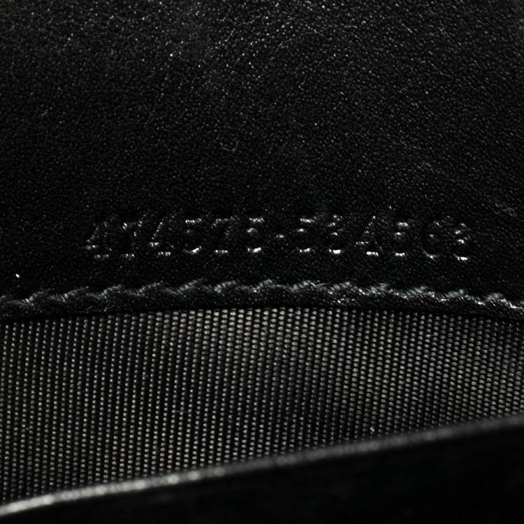 Pre Owned Gucci Black Matelasse Leather GG Marmont Wallet On Chain