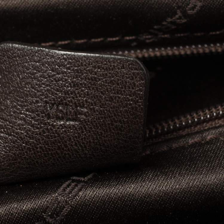 Pre Owned Lancel Dark Brown Braided Leather Front Pocket Tote 