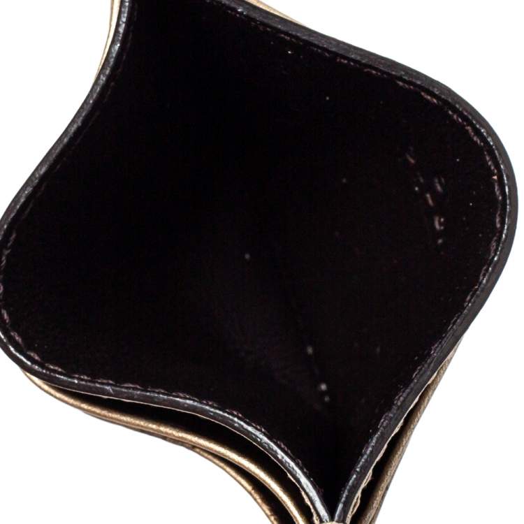 Pre Owned Gucci Metallic Beige Microguccissima Leather Card Holder