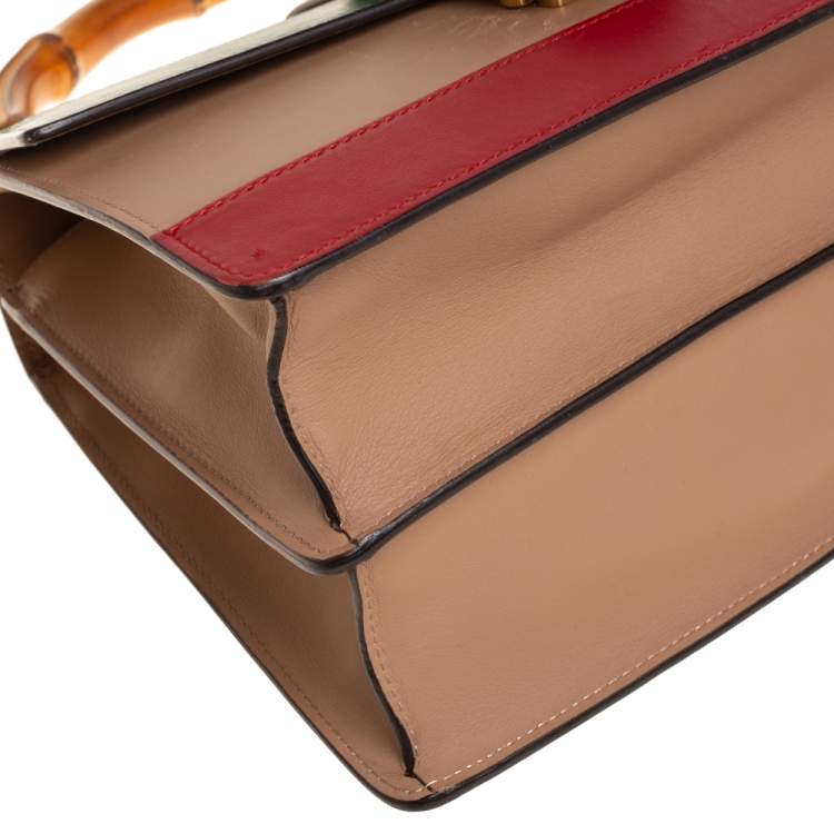 Pre Owned Gucci Tricolor Leather Medium Dionysus Bamboo Top Handle Bag