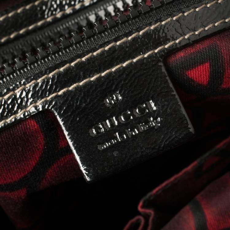 Pre Owned Gucci Black Coated Canvas and Leather Dialux Snow Glam Boston Bag