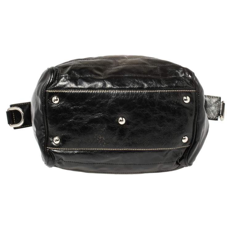 Pre Owned Gucci Black Coated Canvas and Leather Dialux Snow Glam Boston Bag