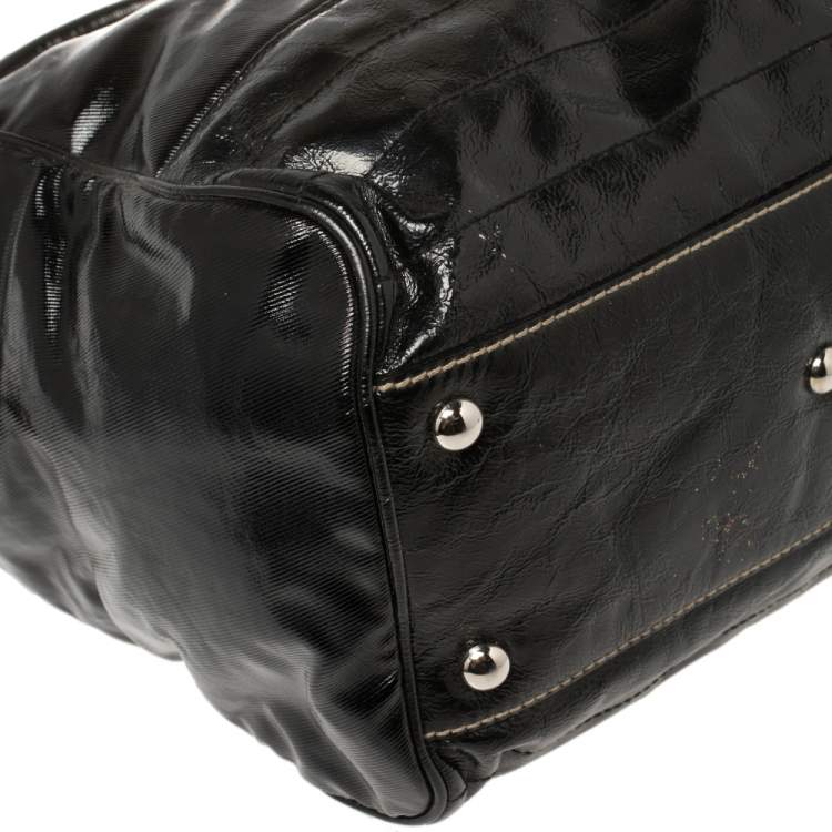 Pre Owned Gucci Black Coated Canvas and Leather Dialux Snow Glam Boston Bag