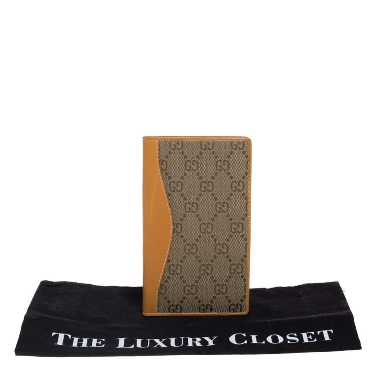 Pre Owned Gucci Beige Supreme Canvas And Leather Wallet 
