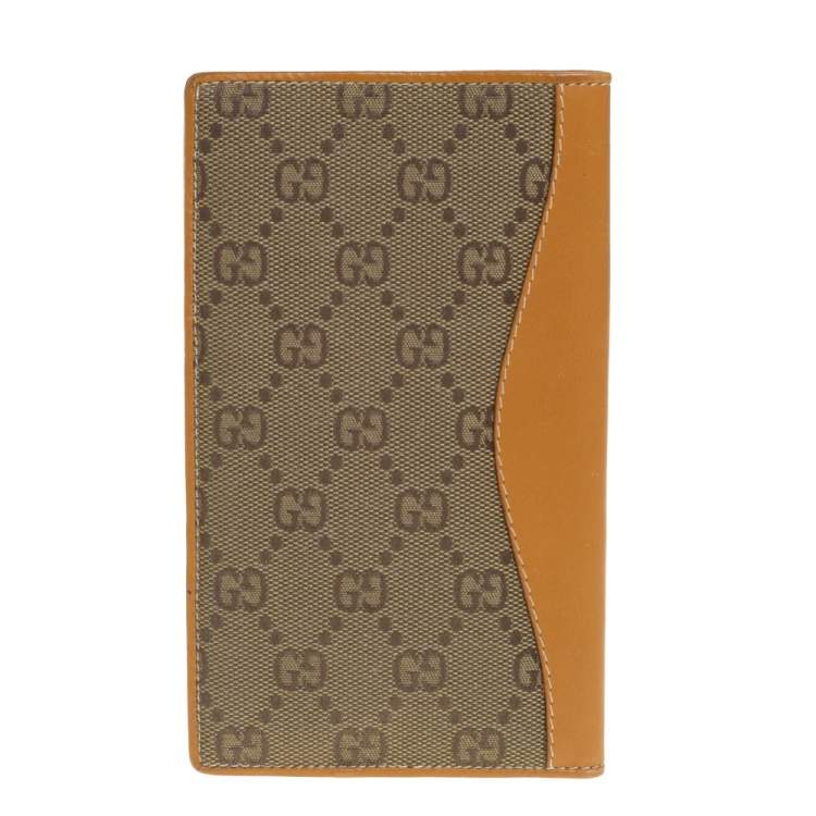 Pre Owned Gucci Beige Supreme Canvas And Leather Wallet 