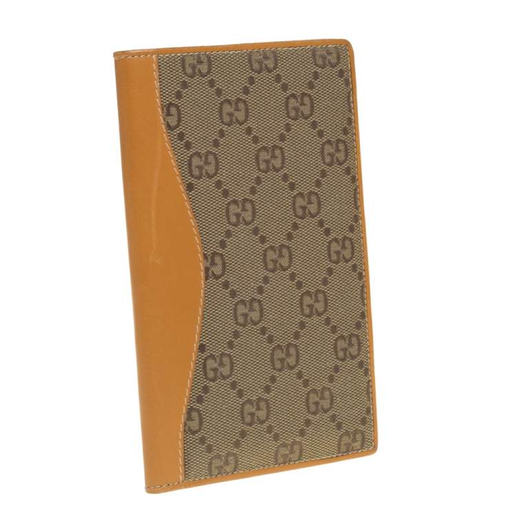 Pre Owned Gucci Beige Supreme Canvas And Leather Wallet 