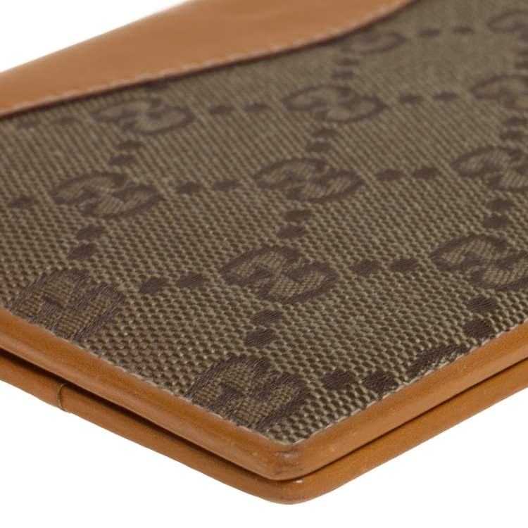 Pre Owned Gucci Beige Supreme Canvas And Leather Wallet 