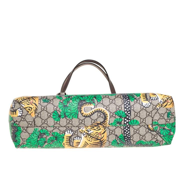 Pre Owned Gucci Multicolor GG Supreme Coated Canvas and Leather Bengal Tiger Shopper Tote