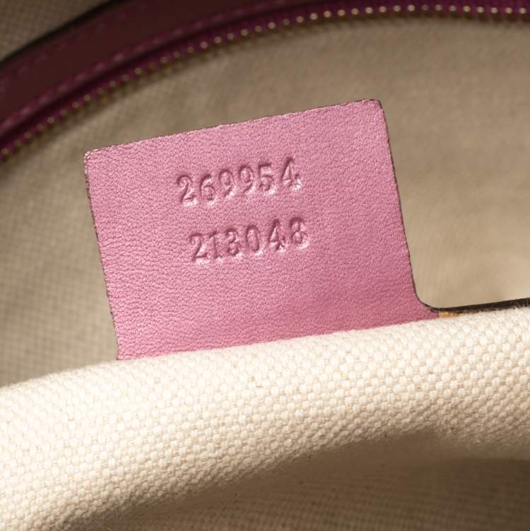 Pre Owned Gucci Metallic Pink Leather Medium Guccissima Heart Bit Top Handle Dome Bag