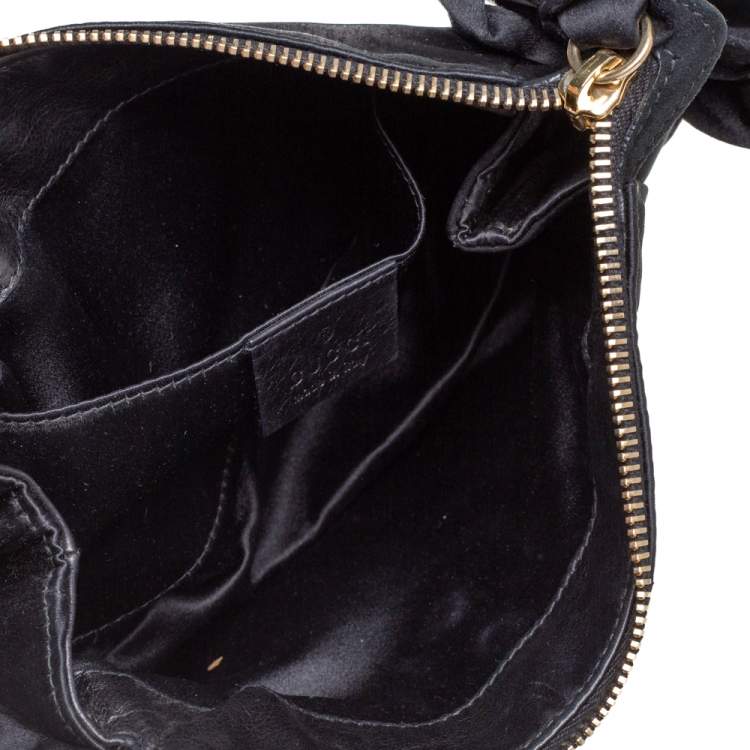 Pre Owned Gucci Black Satin Small Hysteria Wristlet Clutch