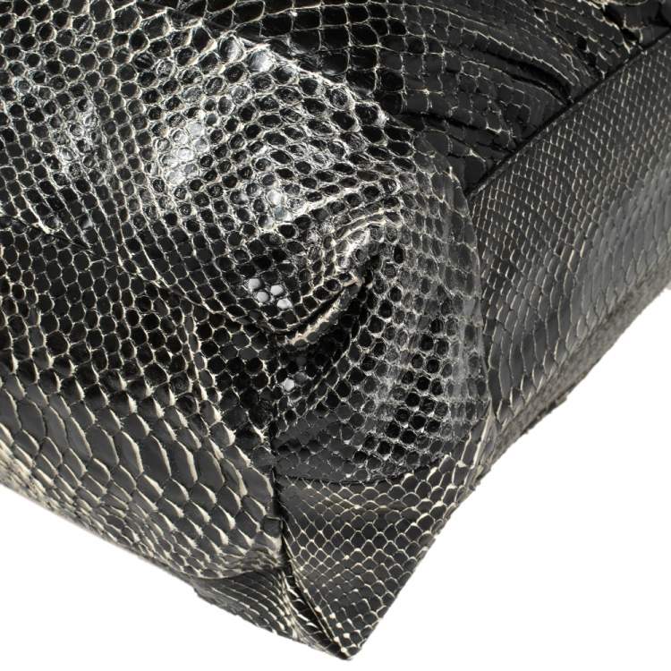 Pre Owned Gucci Black Python Large Hysteria Tote