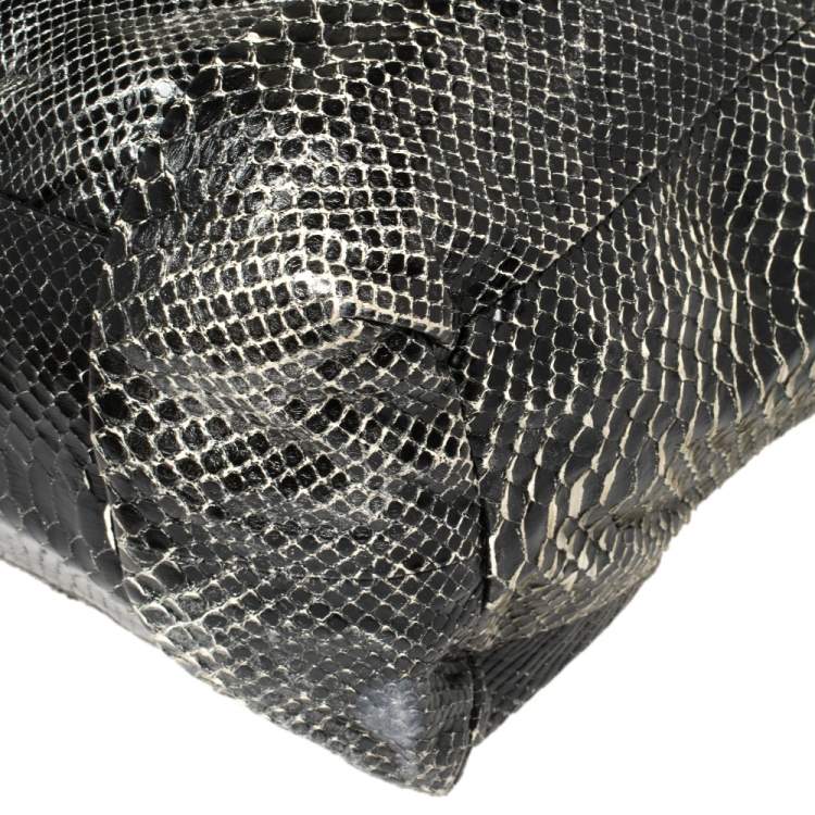 Pre Owned Gucci Black Python Large Hysteria Tote