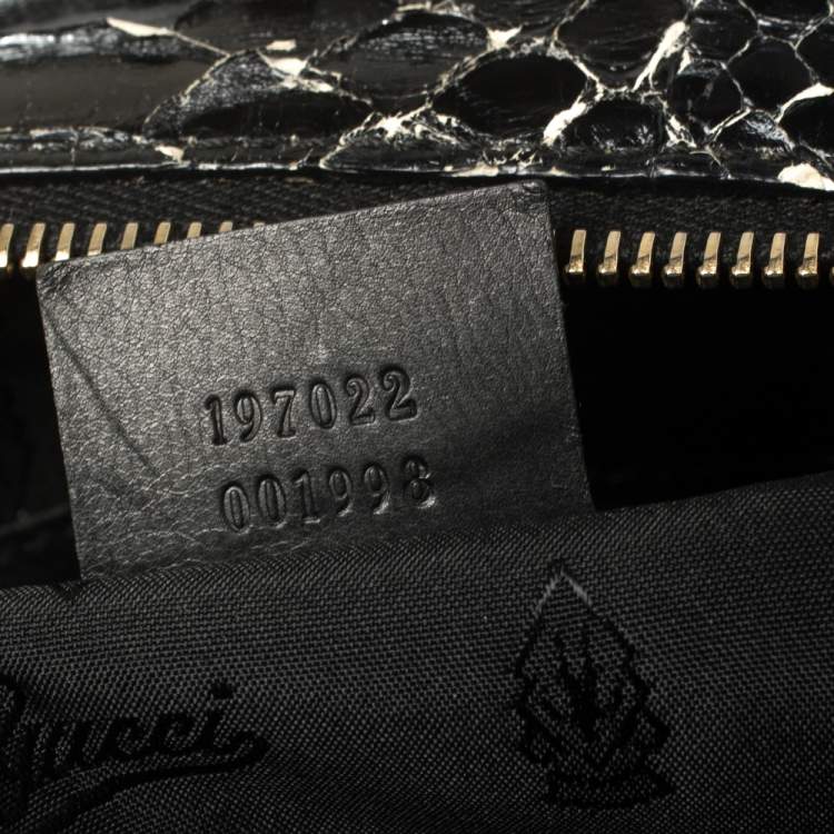 Pre Owned Gucci Black Python Large Hysteria Tote
