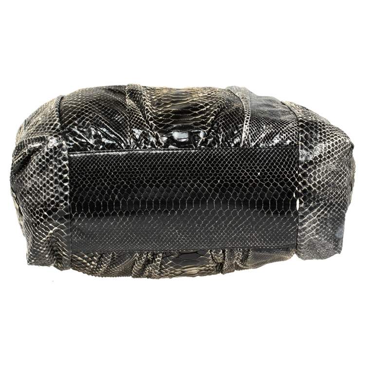 Pre Owned Gucci Black Python Large Hysteria Tote